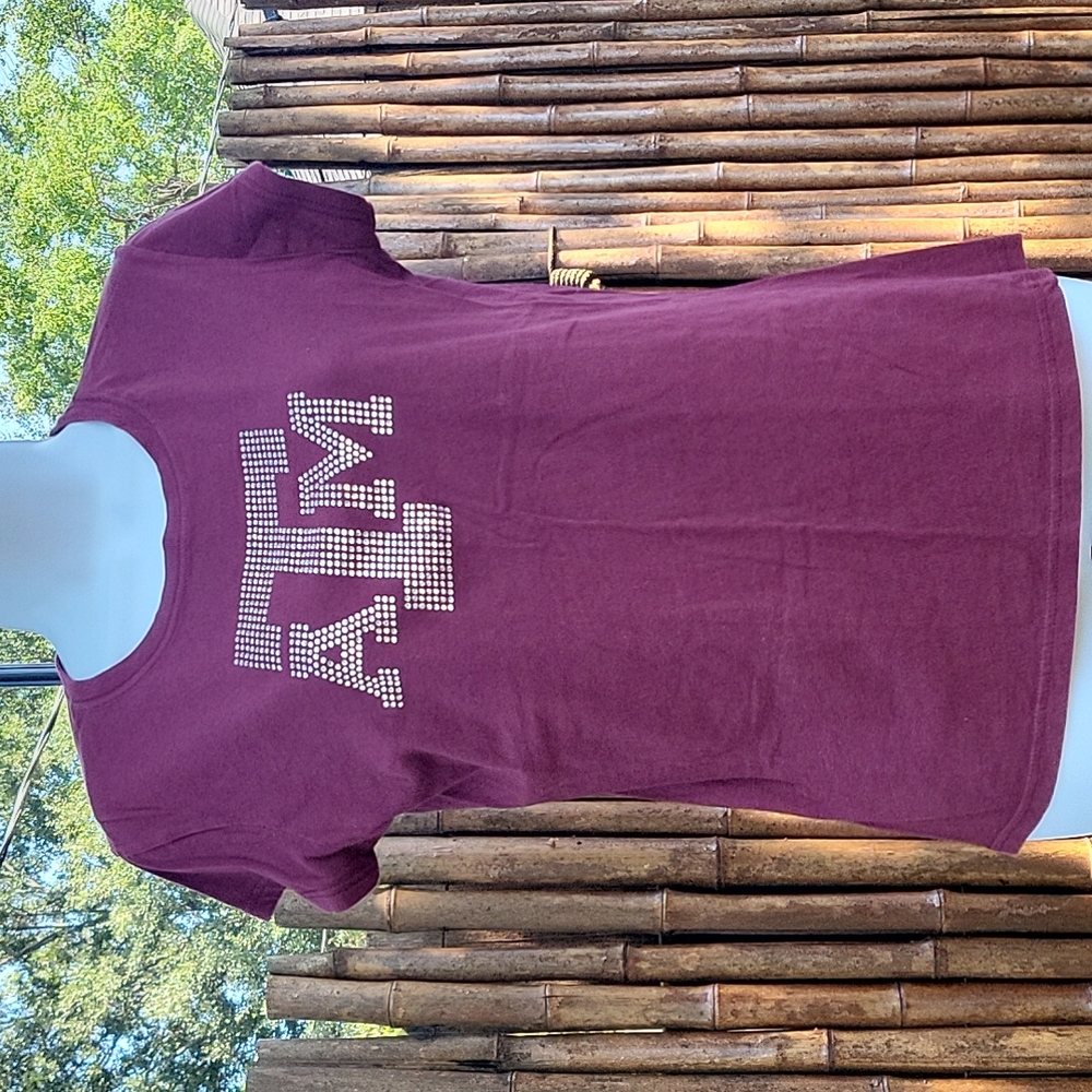 A&M Texas Aggies bling shirt sleeved maroon shirt faux gems